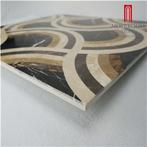 Flower Water-Jet Laminated Marble Pattern Flooring Medallion Tile