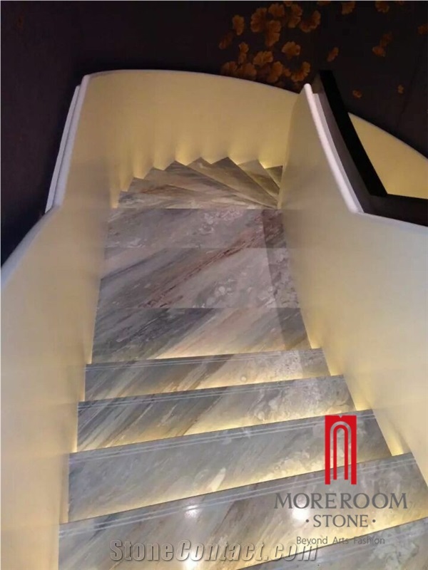 Foshan Marble Factory Turkey Quarry Blue Gray Marble Staircase for Hotel Design
