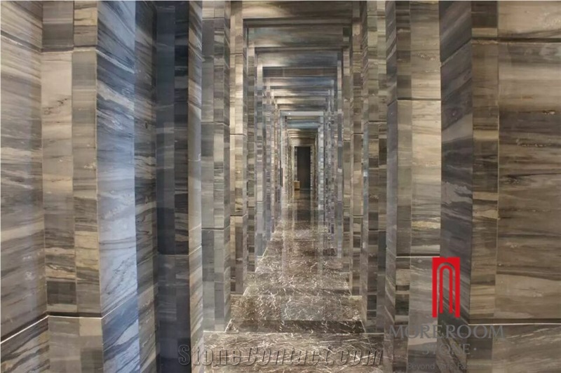 Foshan Stone Manufacture Gray Blue Marble Wall Panel for Hotel Used