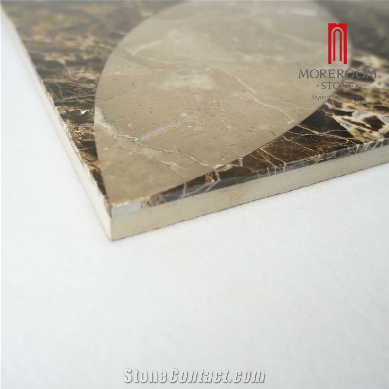 Iran Bosy Grey Marble & Cream Marfil Marble Laminated Flooring Medallion