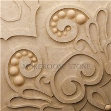 Iran Shayan Cream Marble Stone Tiles Cnc Work Walling Tiles, 3d Wall Cladding, Interior Wall Stone Decoration Ceramic Backed 3d Wall Marble Tiles, Building Stones
