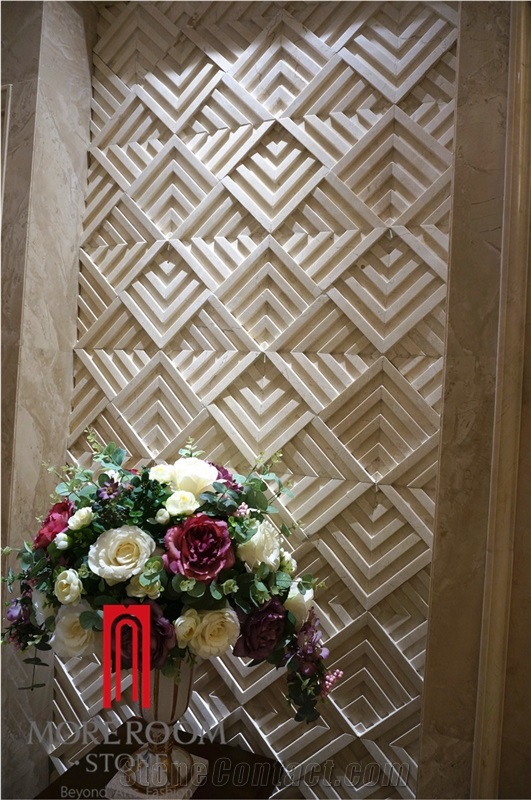 Italy New Wall Design Cream Latte Decorative Marble 3d Wall Panel