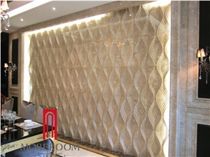 Italy New Wall Design Crema Marfil Exterior 3d Marble Shower Wall Panel
