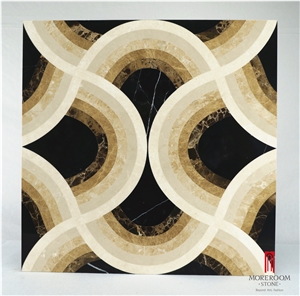 Moreroom Luxury Design Waterjet Medallions Marble Wall Panel with Ceramic Backed Medalliom