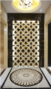 Moreroom Luxury Design Waterjet Medallions Marble Wall Panel with Ceramic Backed Medalliom