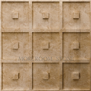 Moreroom Stone Design Turkish Cappucino Beige Marble Wall Tiles, Carving Marble Stone Wall Art Panels Faux Marble Wall Panels