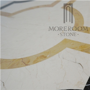 Oman Oriental Beige Marble Laminated Ceramic Backed Marble Panel Carpet Medallions