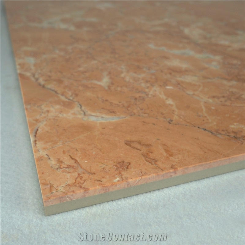 Orange Red Ceramic Back Marble Flooring Tile Laminated Marble