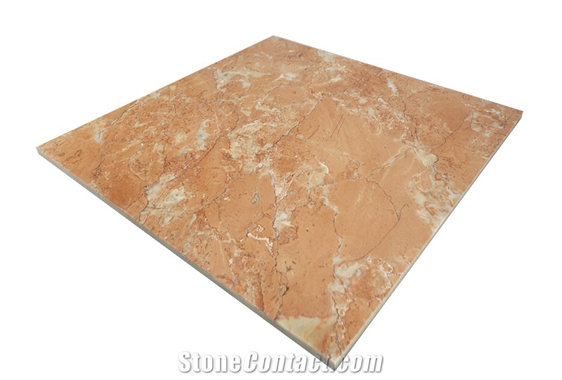 Orange Red Ceramic Back Marble Flooring Tile Laminated Marble