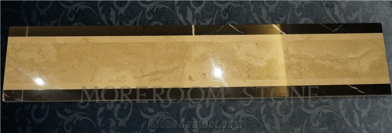 Polished Oman Beige Marble Tiles Marble Skirting Marble Border Decos Faux Stone Marble Flooring Decoration Design