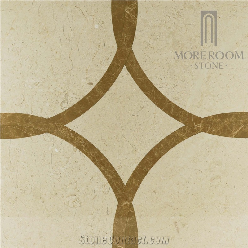 Spain Crema Marfil Marble & Light Emperador Marble Thin Laminated Water-Jet Medallions