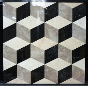Turkey Akcakisrak Koyu Bosy Grey Magic Cube Marble Medallion Tile for Villa Design