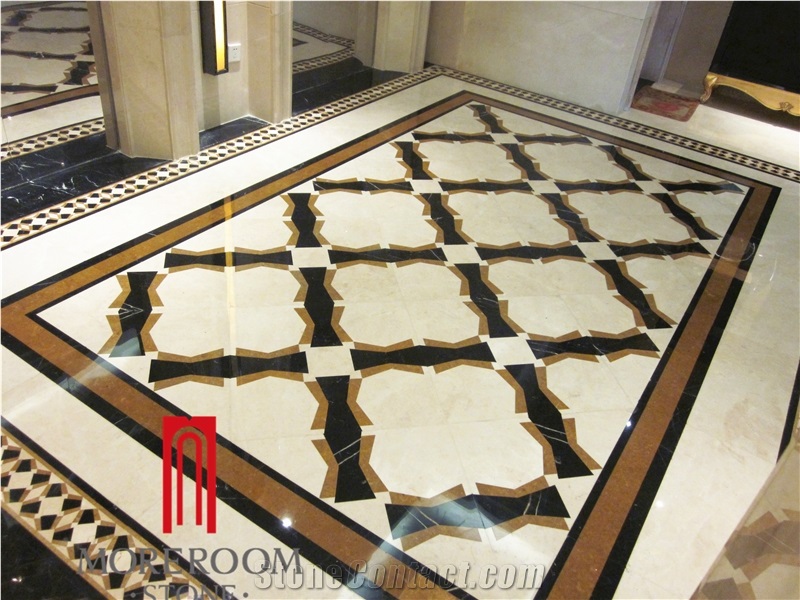 Turkey Gray Emperedor Marble Watejet Medallion Floor Tile for Elevator Lobby