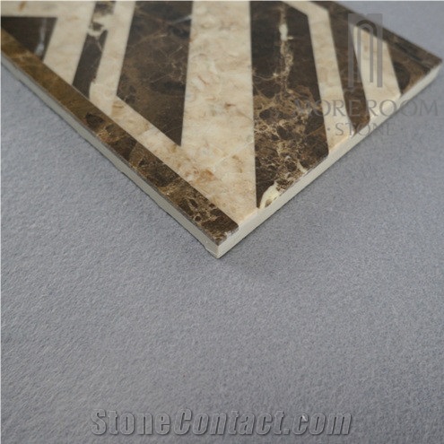 Turkey Hacilar Cappucino Marble and Dark Emperador Marble Marble Flooring Border Designs Marble Border for Bathrooms Skirtings Faux Stone