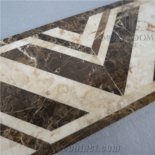 Turkey Hacilar Cappucino Marble and Dark Emperador Marble Marble Flooring Border Designs Marble Border for Bathrooms Skirtings Faux Stone