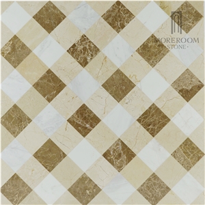 Volakas Marble Composite Flooring-Ceramic Base Marble Laminated Marble Medallion