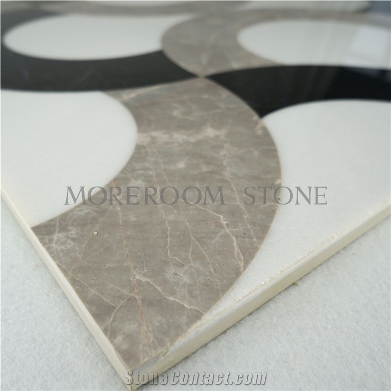 Yunfu Factory New 3d Picture Marble Waterjet Medallions Kajaria Floor Tiles Prices, White Marble, Marble Floor