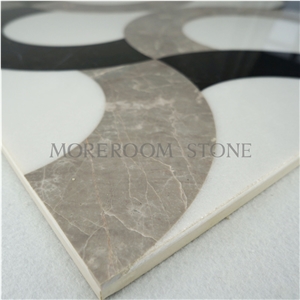 Yunfu Factory New 3d Picture Marble Waterjet Medallions Kajaria Floor Tiles Prices, White Marble, Marble Floor