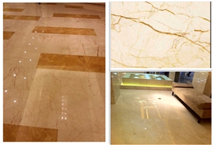 Golden Beige Marble Floor Tiles & Slabs, Marble Floor Covering Tiles