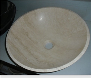 Natural Stone Beige Travertine Kitchen Sinks, Bathroom Sinks, Round Wash Basins, Wash Bowls, Rectangle Basins