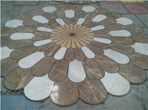 Nice Flower Waterjet Marble Tiles Design Floor Pattern,Mosaic Flower Pattern Design