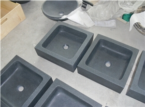 Square Granite Stone Basins, Square Kitchen Sinks, Black Color Stone Wash Bowls