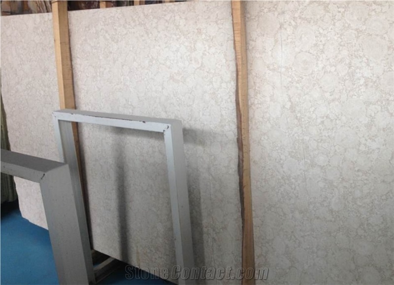 White Beige Marble Type and Polished Surface Finished Marble Slabs Tiles