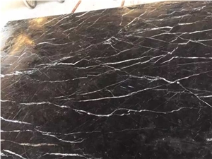 Small Veins Black Nero Marquina, White Stripe in Black Marble, Nero Marquina Marble Tiles and Slabs, China Marble Exporters, Hubei Black White Strip, Chinese Cheap Marble Ns-M1/D25