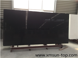 Pure Black Quartz Stone Slabs & Tiles, Engineered Stone Slabs, Artificial Stone, Solid Surface