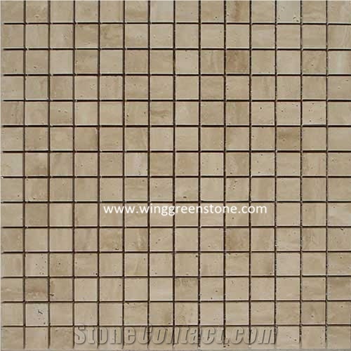 Beige Travertine Mosaic Tile, Honed or Polished Mosaic