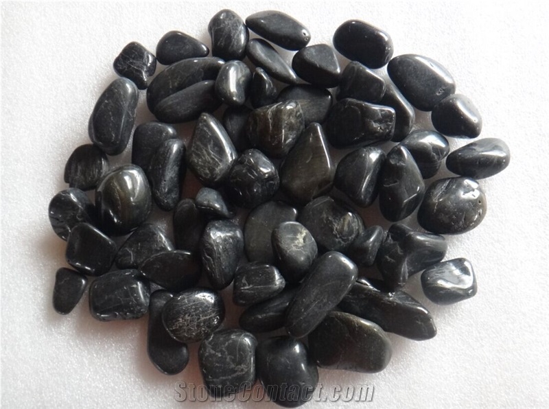 Black Flat Pebbles, Grade A/B/C Polished Pebble Stone for Driveways, Natural Black Riverstone for Garden Walkway, Reliable Quality
