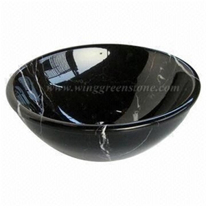 Black Marquina Marble Polished Bathroom/Kitchen/Pedestal Basins & Sinks