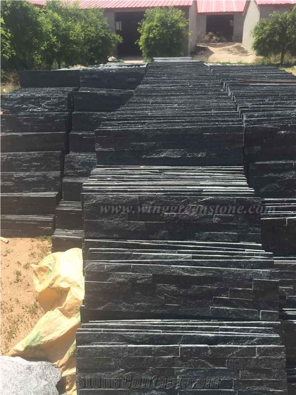 Black Quartzite Cultured Stone/Natural Exterior Stacked Stone/Veneer Stone for Wall Decoration
