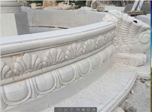 China White Marble Sculptured Fountain/Garden Fountain with Carved Decorations
