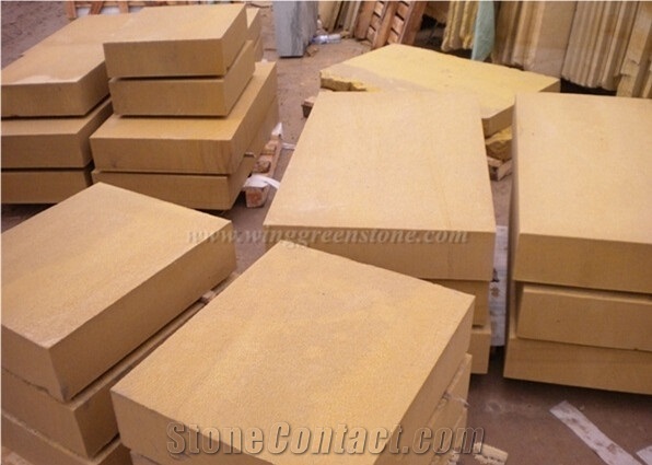 China Yellow Sandstone Slabs & Tiles, China Natural Yellow Vein Sandstone for Building Wall Cladding, Xiamen Winggreen Manufacturer
