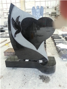 European/Korea/Japanese Style, Granite & Marble Carving Monuments/Tombstones/Gravestones/Headstone for Cemetery, G603, Shanxi Black, Absolute Black, Bahama Blue, Top Polished