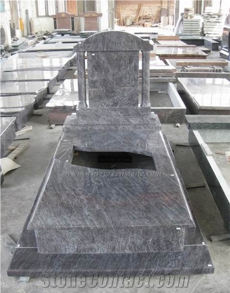 European/Korea/Japanese Style, Granite & Marble Carving Monuments/Tombstones/Gravestones/Headstone for Cemetery, G603, Shanxi Black, Absolute Black, Bahama Blue, Top Polished