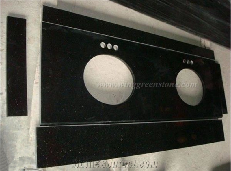 Factory Supply Of High Quality Black Galaxy Granite Polished Kitchen Countertops