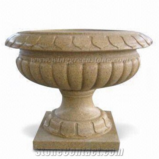 G682 Yellow Granite Flower Pots/Outdoor Planters/Flower Vases