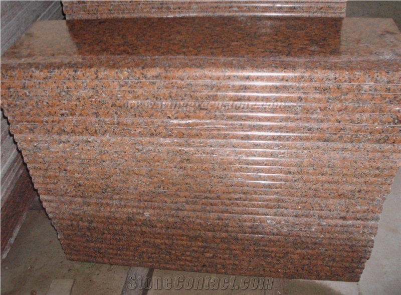 High Polished G562 Maple Red Granite Steps with One Long Edge Full Round, for Steps & Risers, Treads and Threshold