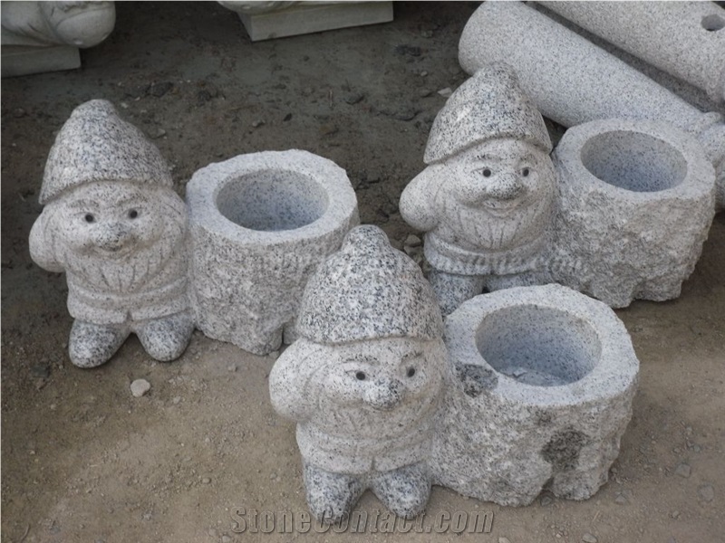 Light Grey Granite Flower Pot/Outdoor Planters/Flower Vases