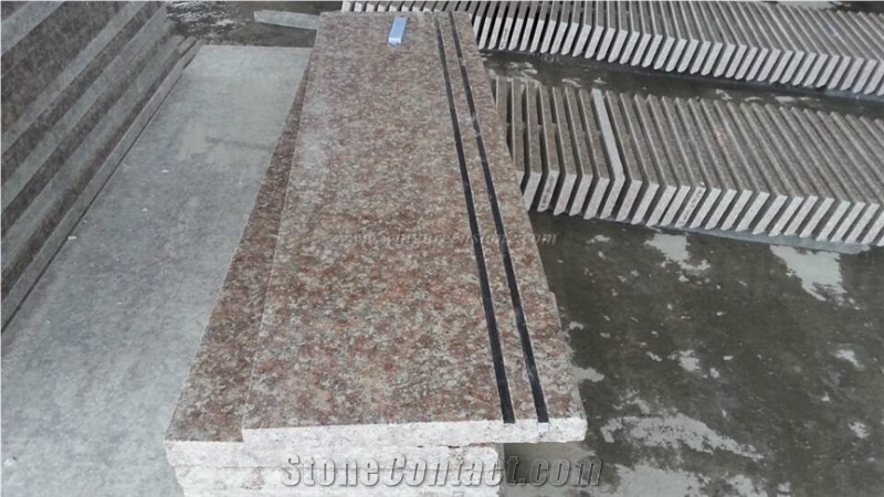 Most Favorable Price, High Polished G687 Granite Stairs/Peach Red/Tao Hua Hong Granite Stairs, Steps & Risers, Stair Treads & Thresholds