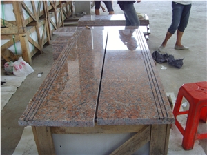 Own Factory, Chinese Red Granite, G562/Maple Red/Copperstone/Crown Red/Maple Leaf Granite Stairs, Steps & Risers, Stair Treads & Thresholds