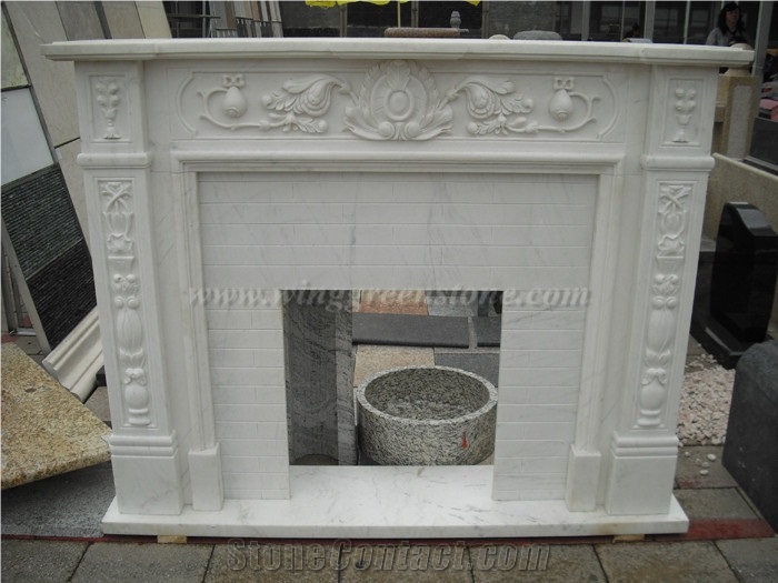 White Marble Fireplace, Popular Fireplace, Fireplace Cover, Fireplace Surround
