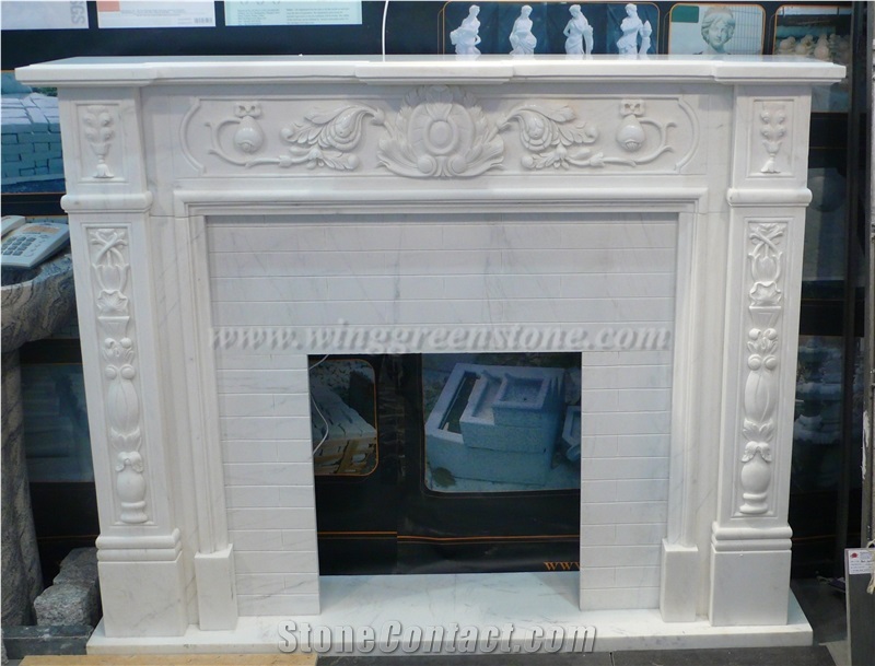 White Marble Fireplace, Popular Fireplace, Fireplace Cover, Fireplace Surround