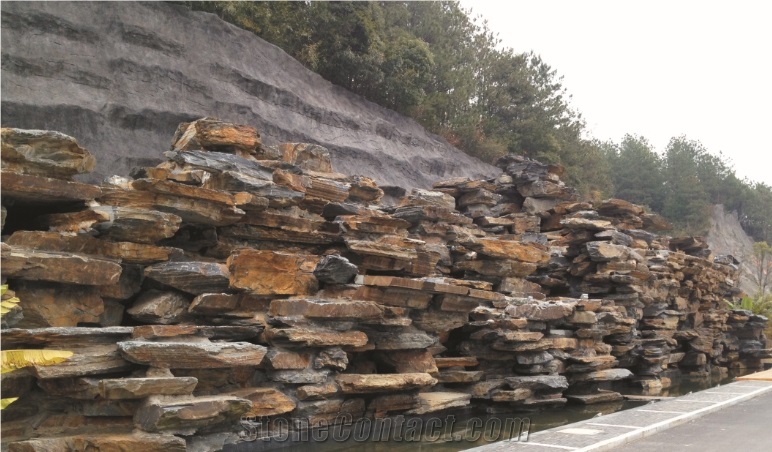 Xiayunling Rust Slate Cultured Stone, Stone Wall Decor