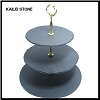 Xingzi Black Slate 3 Tier Round Design with Gold Carrying Handle 1m Height 100% Natural Slate Serving Candies, Dessert, Bread, Fruit, Candy Tray Board
