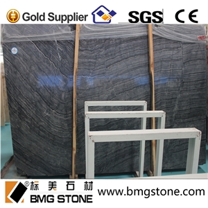 The Ancient Wood Grain Black Marble Slabs & Tiles with White Veins