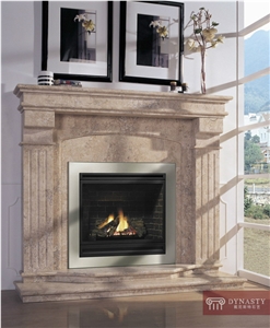 May Fair Fireplace, Acqua Bianco White Honed Beige Marble Fireplace