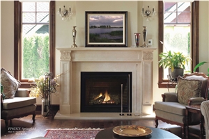 Spring Field Fireplace, Dynasty , Polished Beige Marble Fireplace
